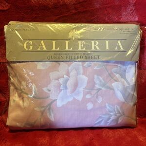 Vintage Galleria Queen Fitted Sheet Juliette Pink Floral No Iron Percale 180 Thd